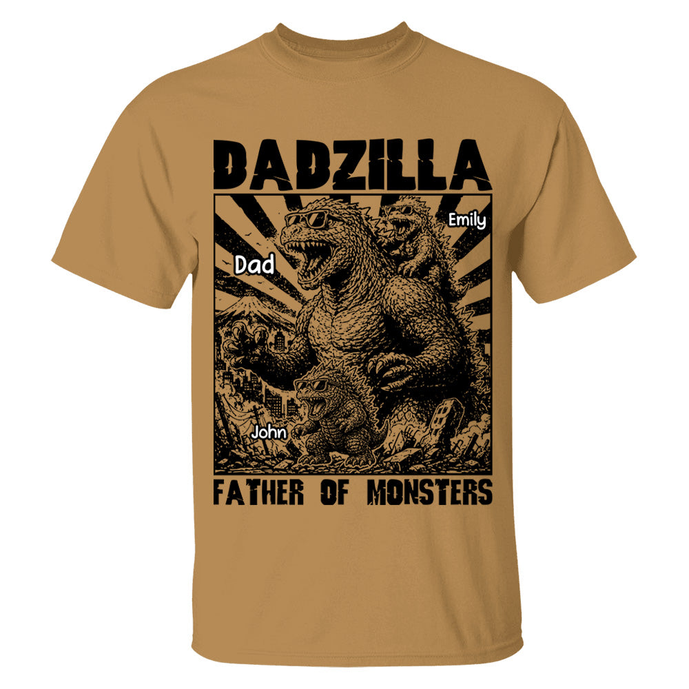 Personalized Dadzilla T-Shirt Father Day Gifts for Dad Funny Papa Tshirt Cool Daddy Dinosaur Tee VH01