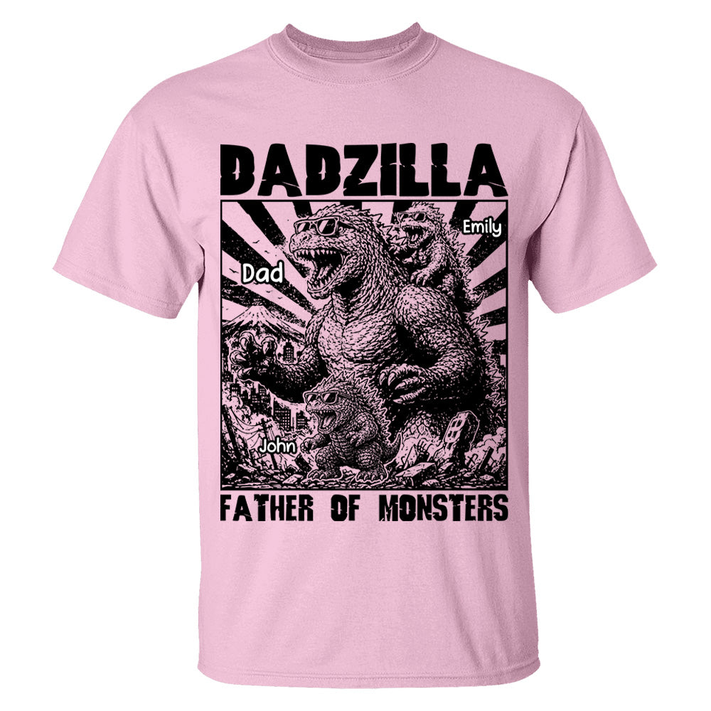 Personalized Dadzilla T-Shirt Father Day Gifts for Dad Funny Papa Tshirt Cool Daddy Dinosaur Tee VH01