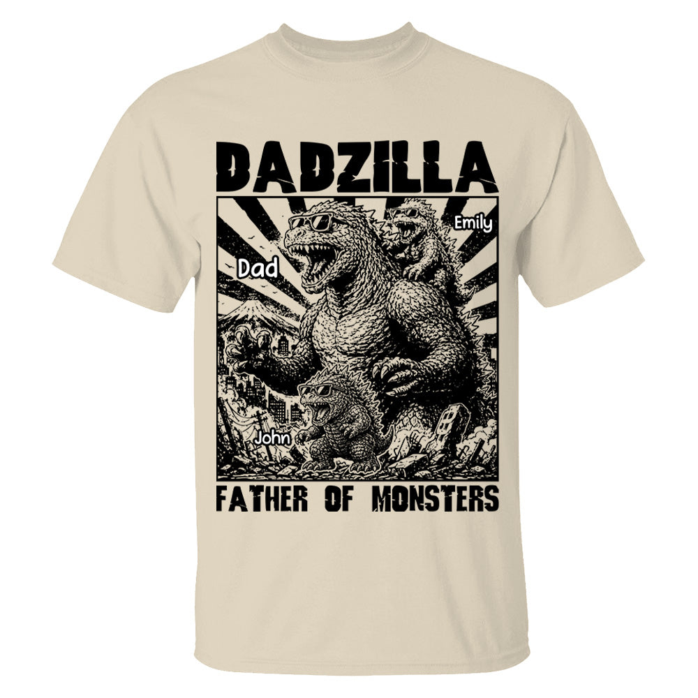 Personalized Dadzilla T-Shirt Father Day Gifts for Dad Funny Papa Tshirt Cool Daddy Dinosaur Tee VH01