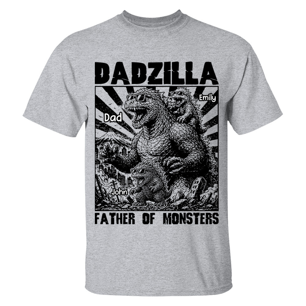 Personalized Dadzilla T-Shirt Father Day Gifts for Dad Funny Papa Tshirt Cool Daddy Dinosaur Tee VH01