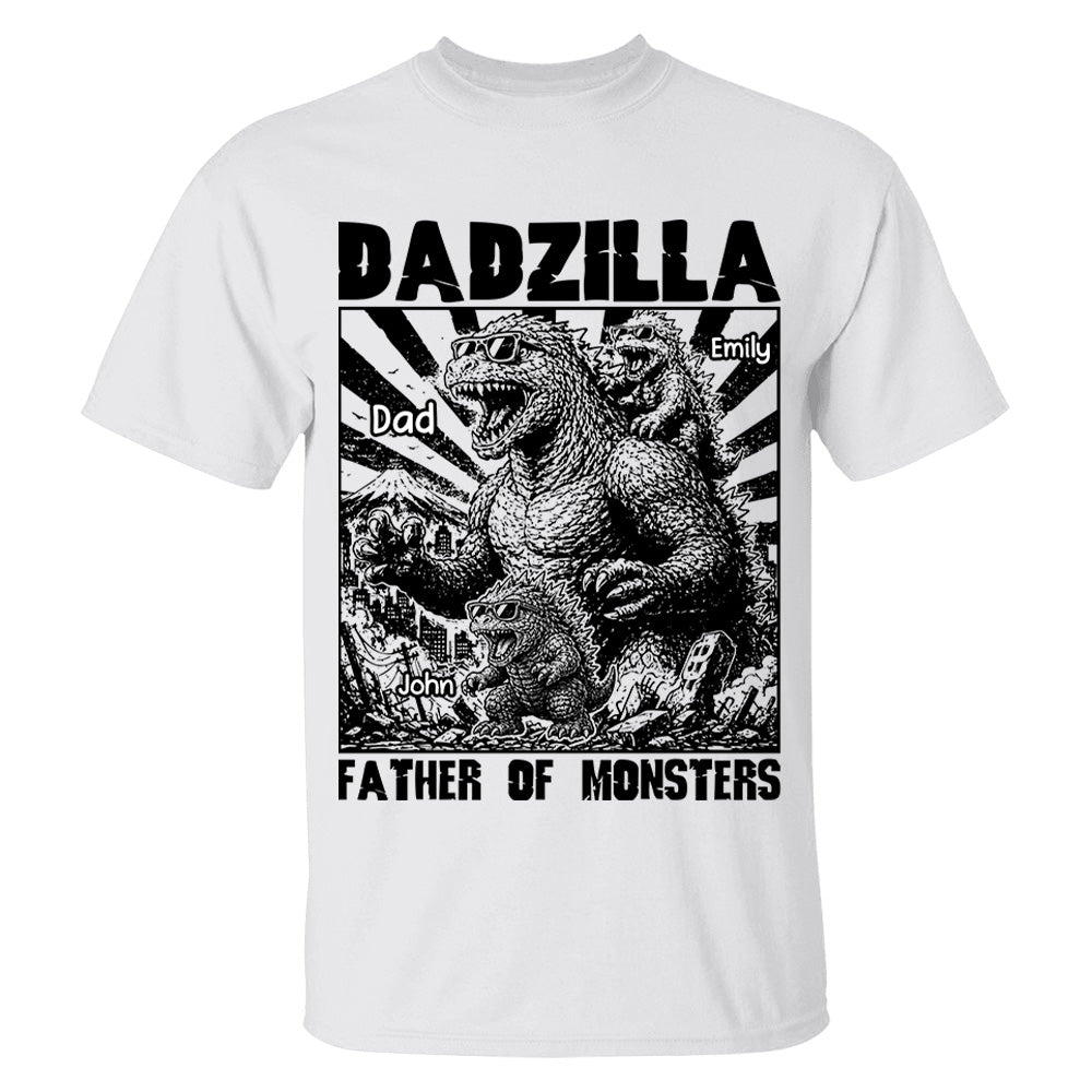 Personalized Dadzilla T-Shirt Father Day Gifts for Dad Funny Papa Tshirt Cool Daddy Dinosaur Tee VH01