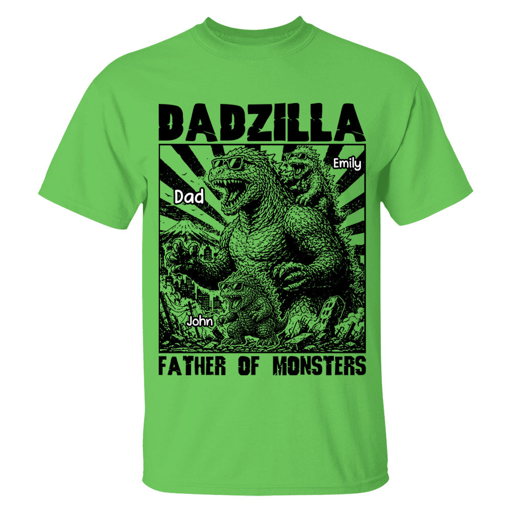 Personalized Dadzilla T-Shirt Father Day Gifts for Dad Funny Papa Tshirt Cool Daddy Dinosaur Tee VH01
