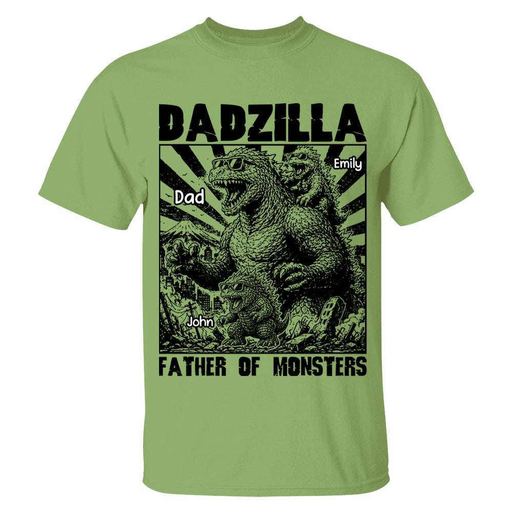 Personalized Dadzilla T-Shirt Father Day Gifts for Dad Funny Papa Tshirt Cool Daddy Dinosaur Tee VH01