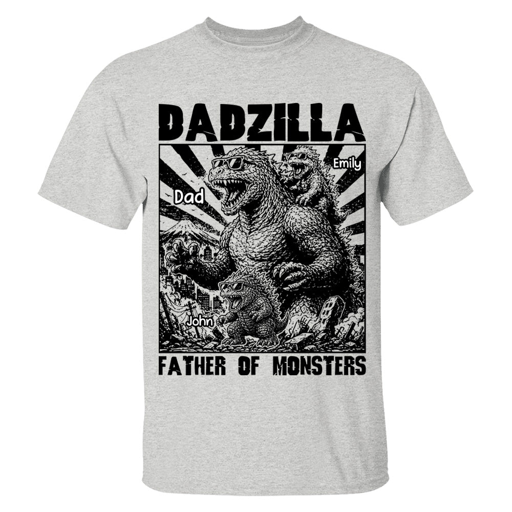 Personalized Dadzilla T-Shirt Father Day Gifts for Dad Funny Papa Tshirt Cool Daddy Dinosaur Tee VH01