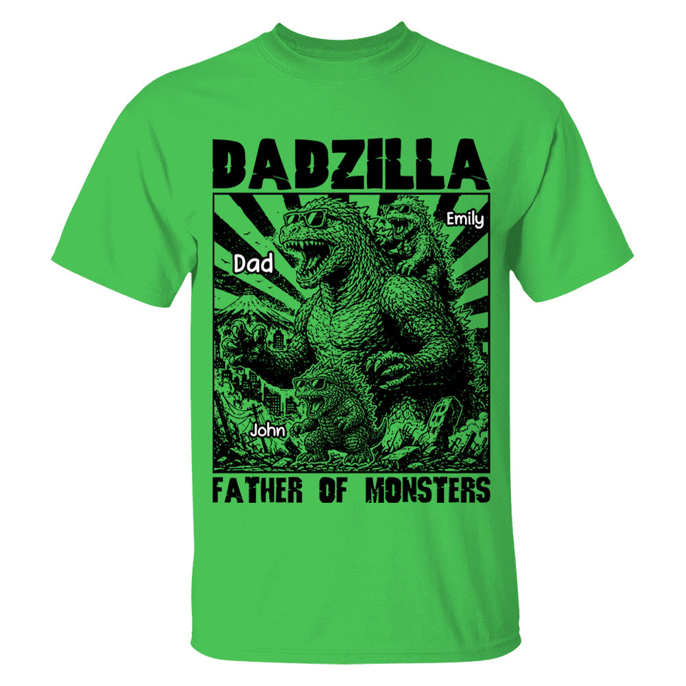 Personalized Dadzilla T-Shirt Father Day Gifts for Dad Funny Papa Tshirt Cool Daddy Dinosaur Tee VH01