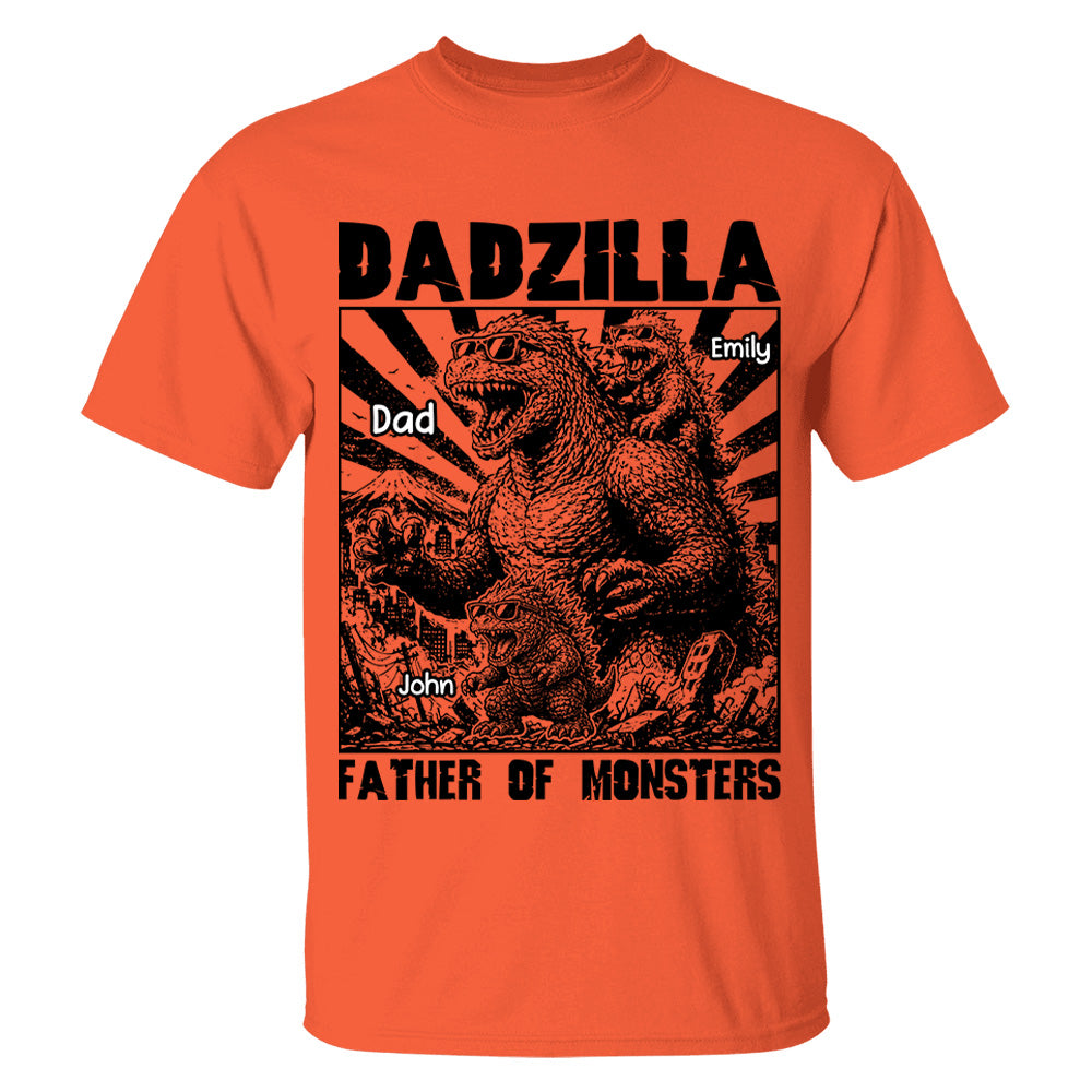 Personalized Dadzilla T-Shirt Father Day Gifts for Dad Funny Papa Tshirt Cool Daddy Dinosaur Tee VH01