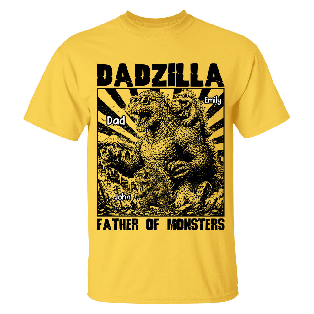Personalized Dadzilla T-Shirt Father Day Gifts for Dad Funny Papa Tshirt Cool Daddy Dinosaur Tee VH01