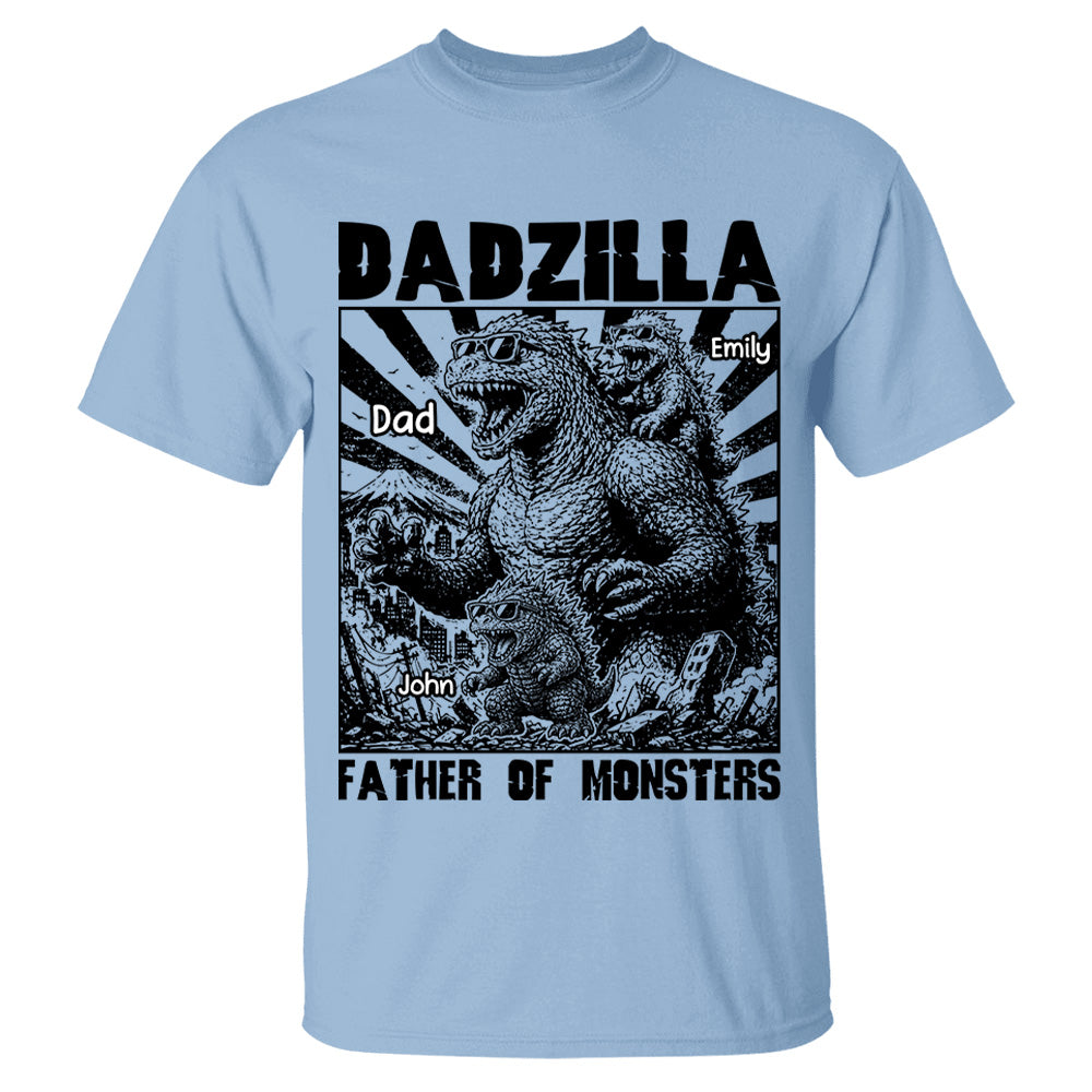 Personalized Dadzilla T-Shirt Father Day Gifts for Dad Funny Papa Tshirt Cool Daddy Dinosaur Tee VH01