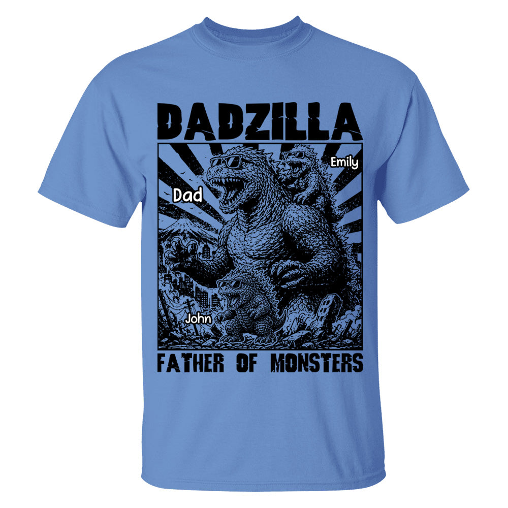 Personalized Dadzilla T-Shirt Father Day Gifts for Dad Funny Papa Tshirt Cool Daddy Dinosaur Tee VH01