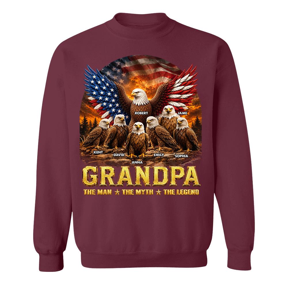 Grandpa Eagle - Personalized Shirt For Grandpa & Dad Vintage Shirt NA04 Hv01 Vrs2