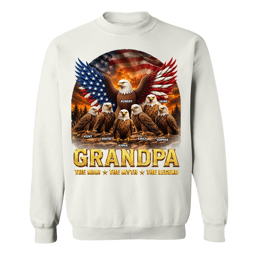 Grandpa Eagle - Personalized Shirt For Grandpa & Dad Vintage Shirt NA04 Hv01 Vrs2