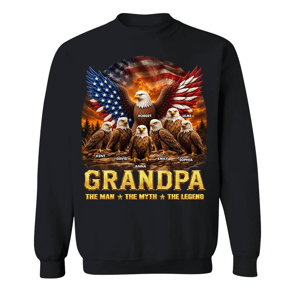 Grandpa Eagle - Personalized Shirt For Grandpa & Dad Vintage Shirt NA04 Hv01 Vrs2