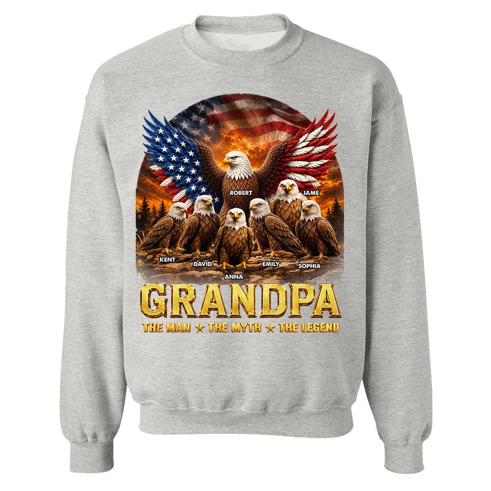 Grandpa Eagle - Personalized Shirt For Grandpa & Dad Vintage Shirt NA04 Hv01 Vrs2