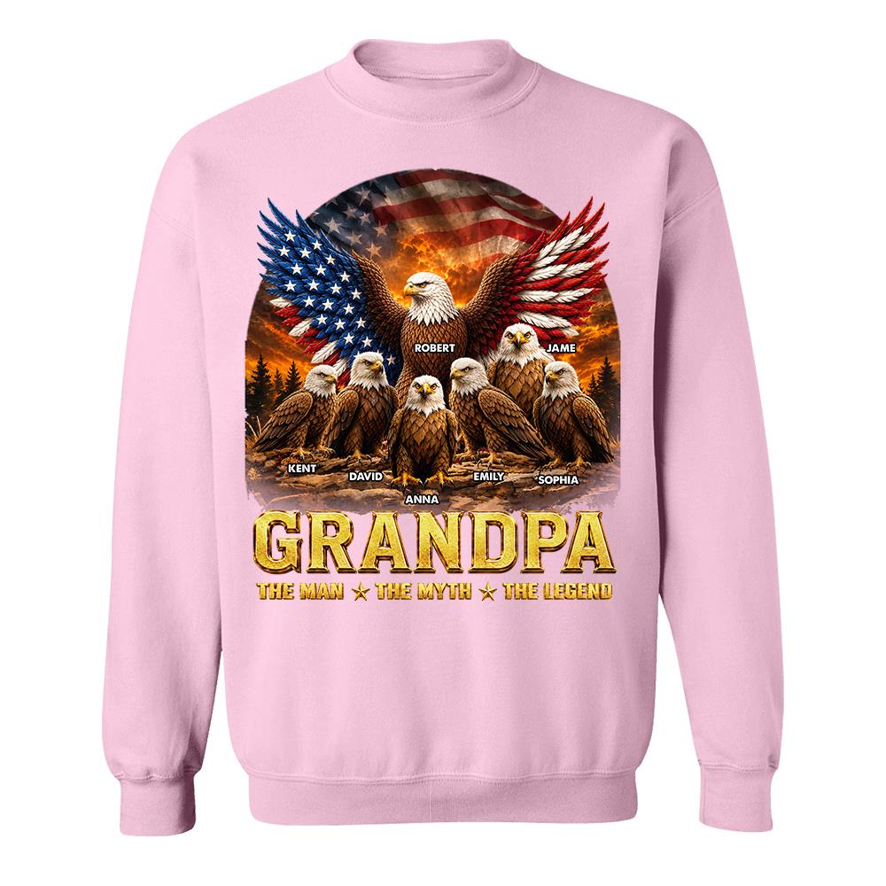 Grandpa Eagle - Personalized Shirt For Grandpa & Dad Vintage Shirt NA04 Hv01 Vrs2
