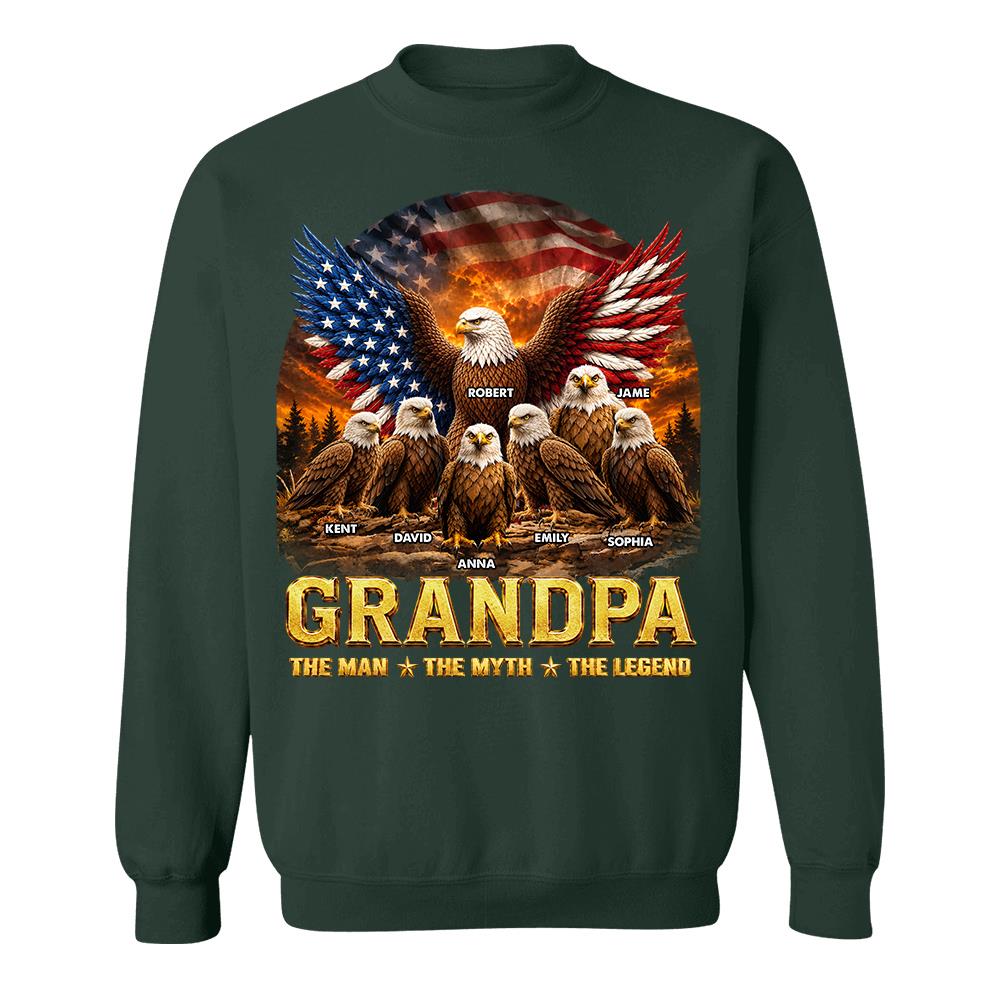 Grandpa Eagle - Personalized Shirt For Grandpa & Dad Vintage Shirt NA04 Hv01 Vrs2