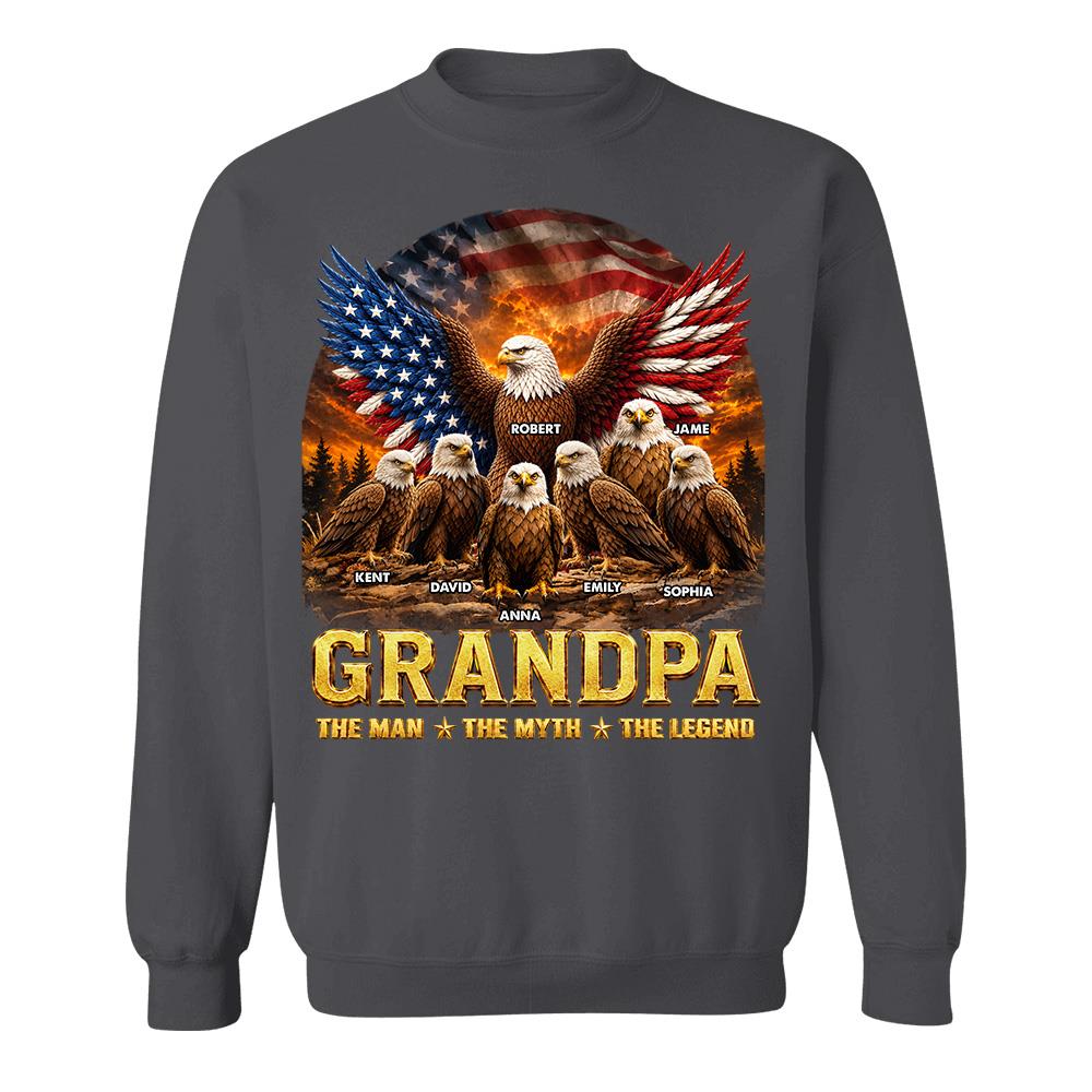 Grandpa Eagle - Personalized Shirt For Grandpa & Dad Vintage Shirt NA04 Hv01 Vrs2