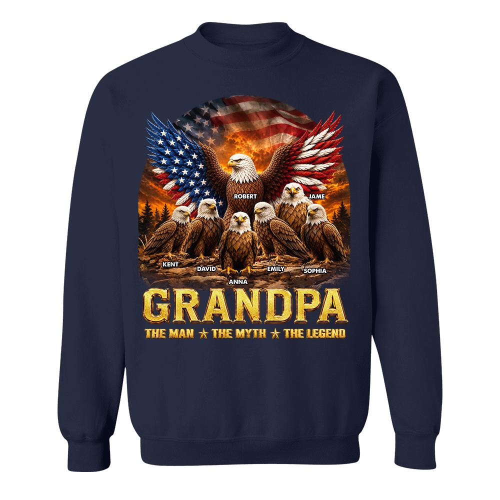 Grandpa Eagle - Personalized Shirt For Grandpa & Dad Vintage Shirt NA04 Hv01 Vrs2