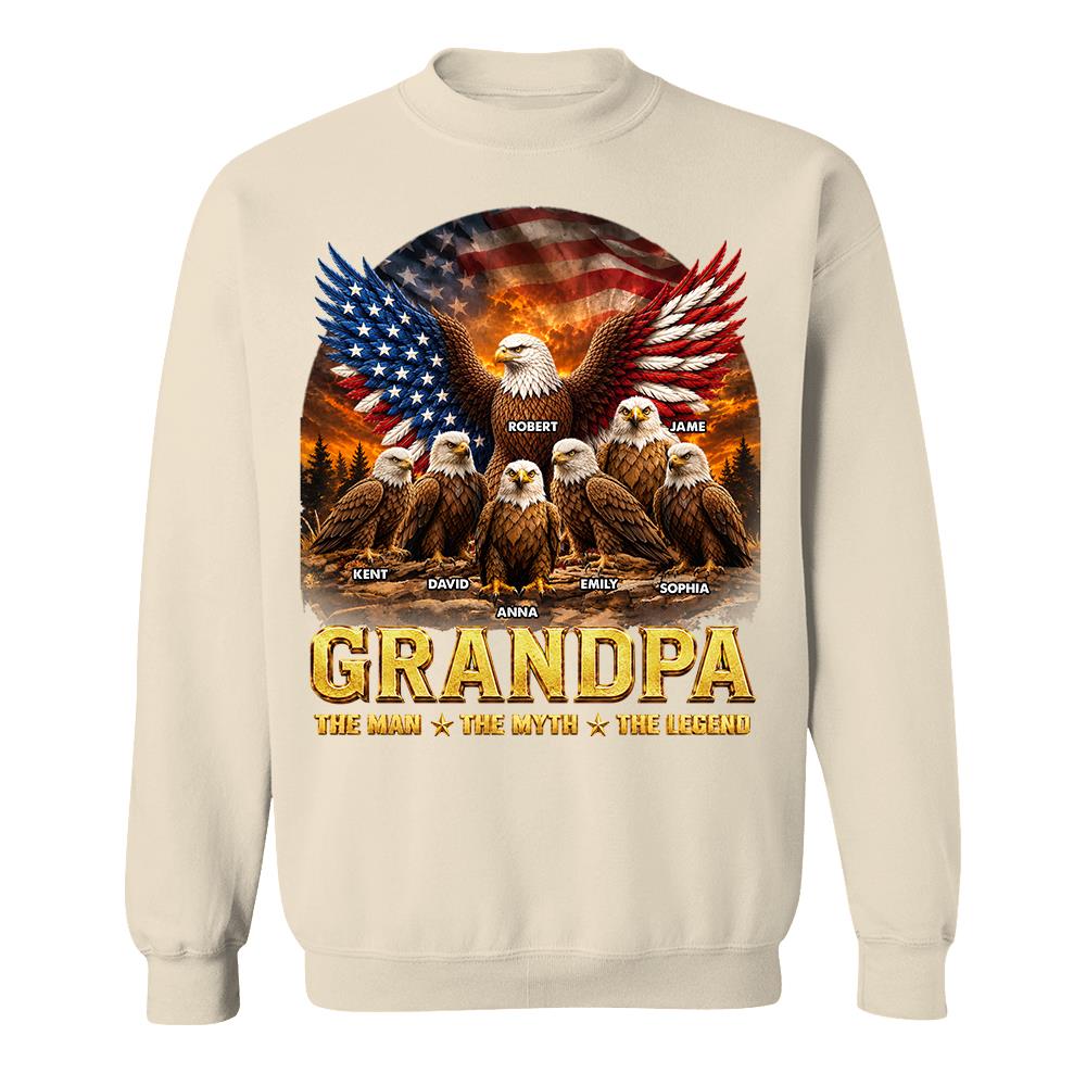Grandpa Eagle - Personalized Shirt For Grandpa & Dad Vintage Shirt NA04 Hv01 Vrs2