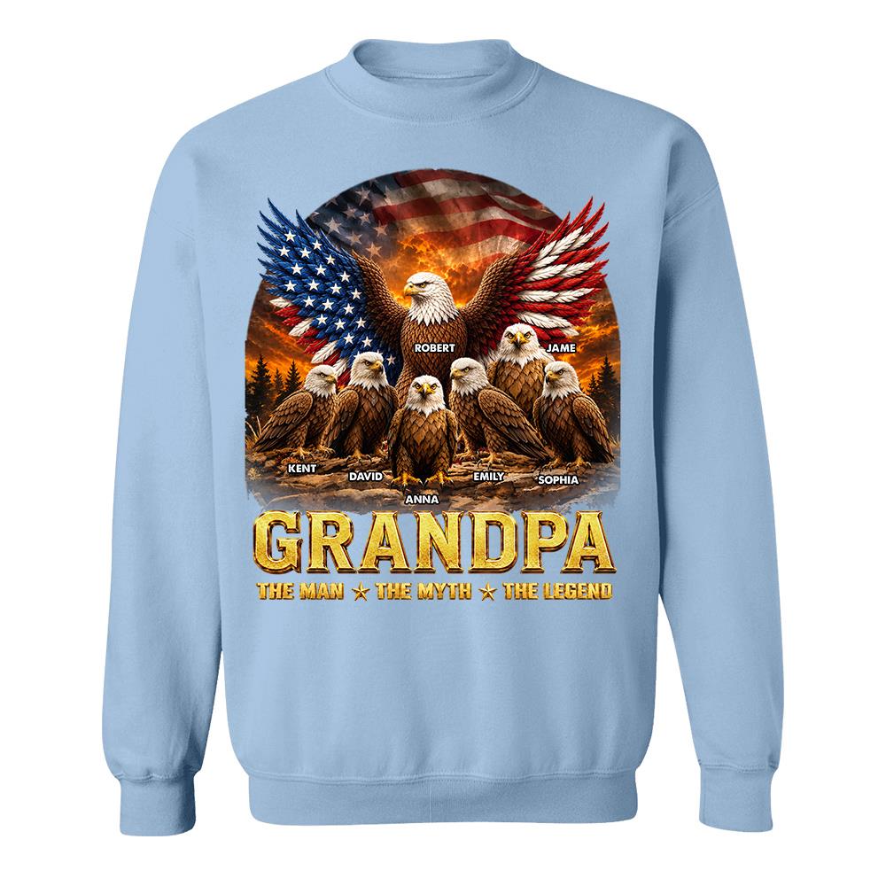 Grandpa Eagle - Personalized Shirt For Grandpa & Dad Vintage Shirt NA04 Hv01 Vrs2