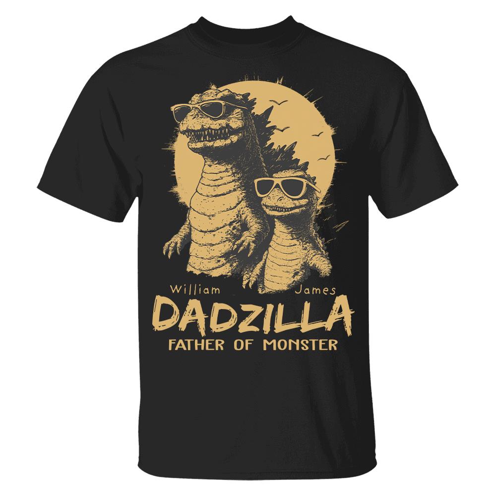 Personalized Dadzilla T-Shirt Father Day Gifts for Dad Funny Papa Tshirt Cool Daddy Dinosaur Tee Hv01