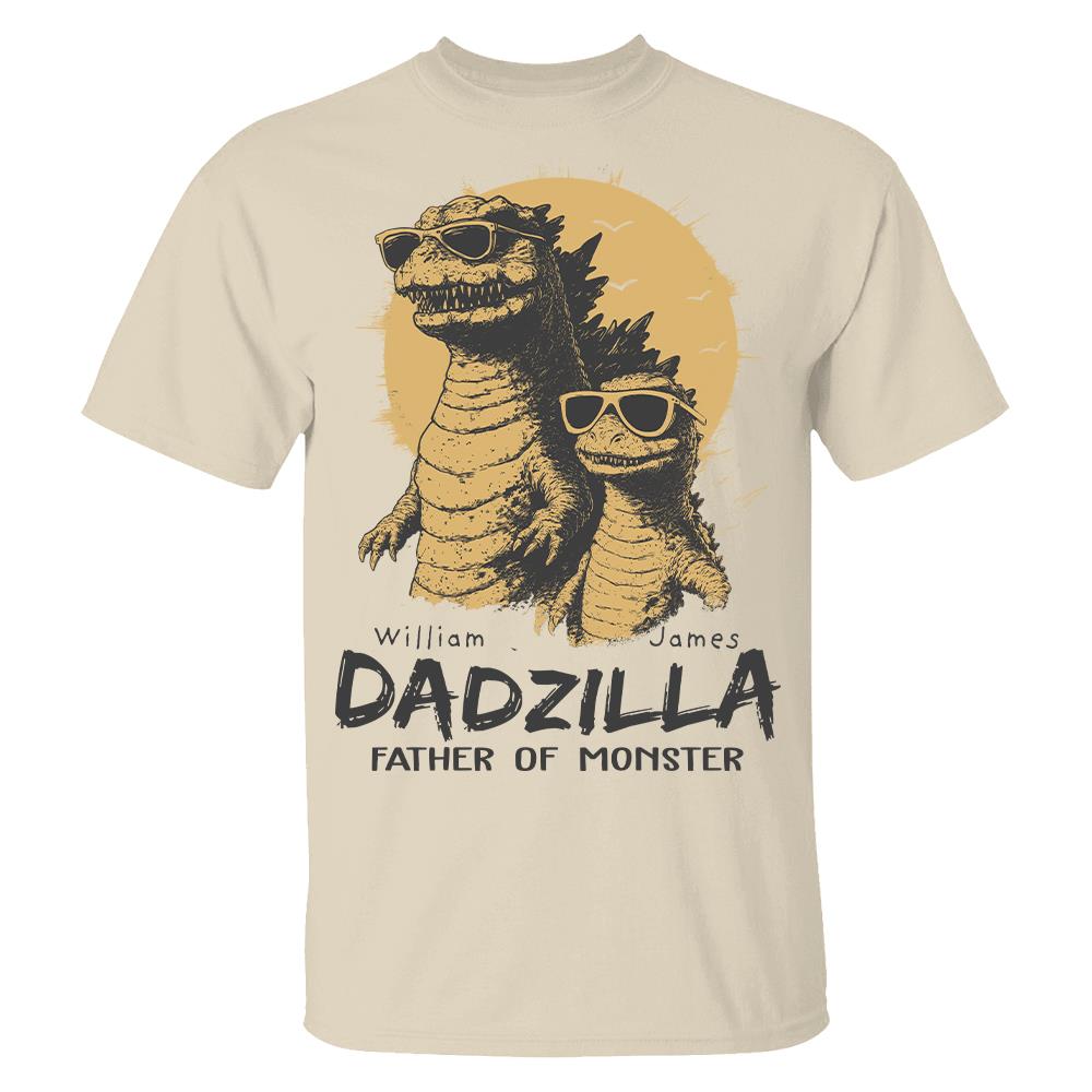 Personalized Dadzilla T-Shirt Father Day Gifts for Dad Funny Papa Tshirt Cool Daddy Dinosaur Tee Hv01
