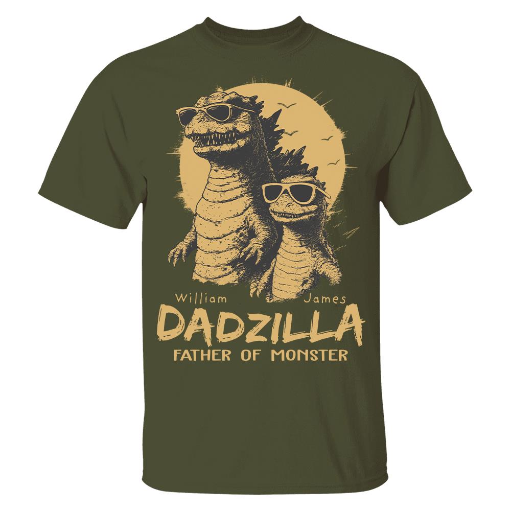 Personalized Dadzilla T-Shirt Father Day Gifts for Dad Funny Papa Tshirt Cool Daddy Dinosaur Tee Hv01
