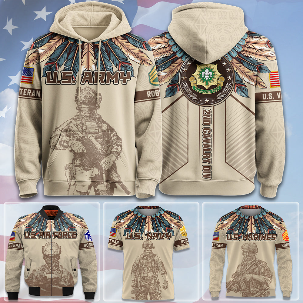 Personalized All Over Print Veteran Shirt Available Military Branch Custom Division Badges Gift For Veterans K1702 Trhn