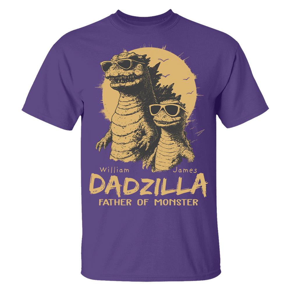 Personalized Dadzilla T-Shirt Father Day Gifts for Dad Funny Papa Tshirt Cool Daddy Dinosaur Tee Hv01