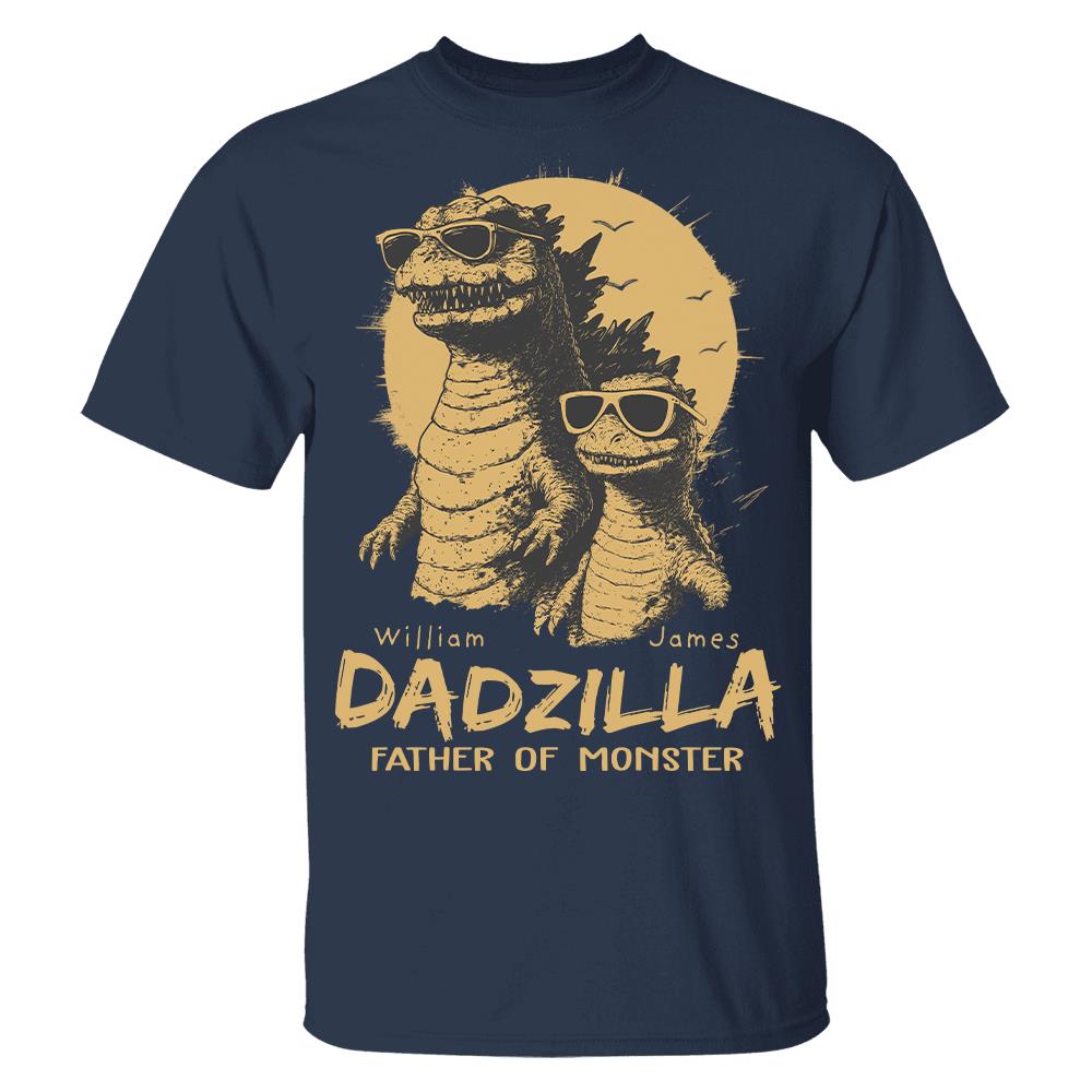 Personalized Dadzilla T-Shirt Father Day Gifts for Dad Funny Papa Tshirt Cool Daddy Dinosaur Tee Hv01