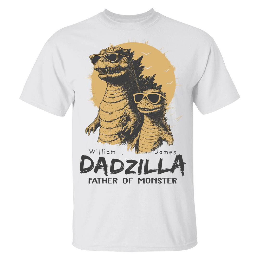 Personalized Dadzilla T-Shirt Father Day Gifts for Dad Funny Papa Tshirt Cool Daddy Dinosaur Tee Hv01