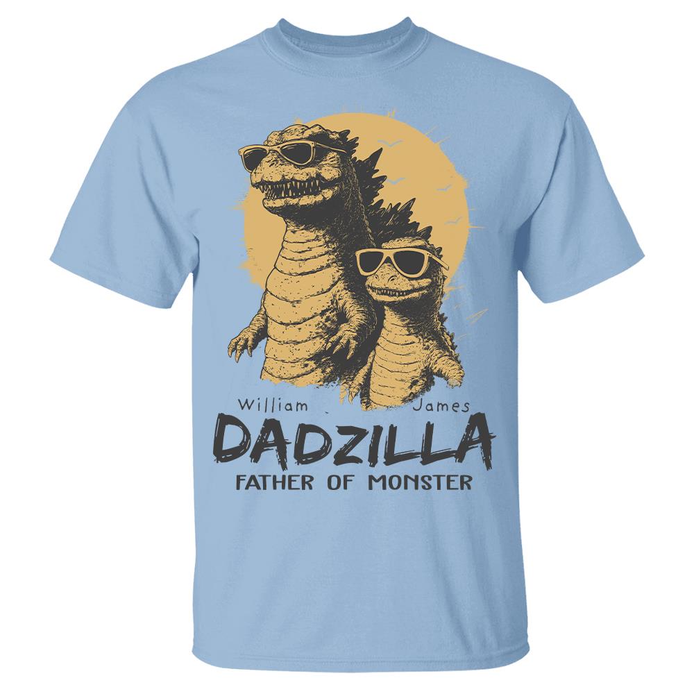 Personalized Dadzilla T-Shirt Father Day Gifts for Dad Funny Papa Tshirt Cool Daddy Dinosaur Tee Hv01