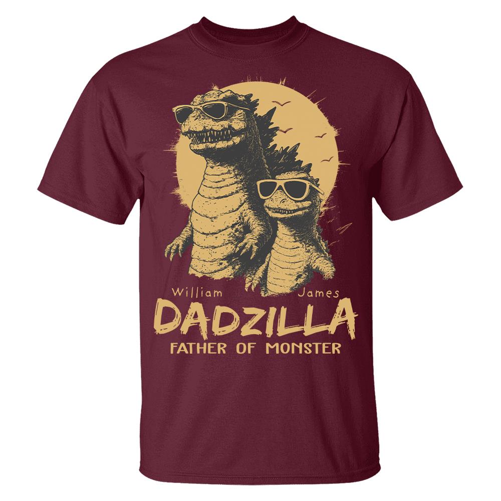 Personalized Dadzilla T-Shirt Father Day Gifts for Dad Funny Papa Tshirt Cool Daddy Dinosaur Tee Hv01