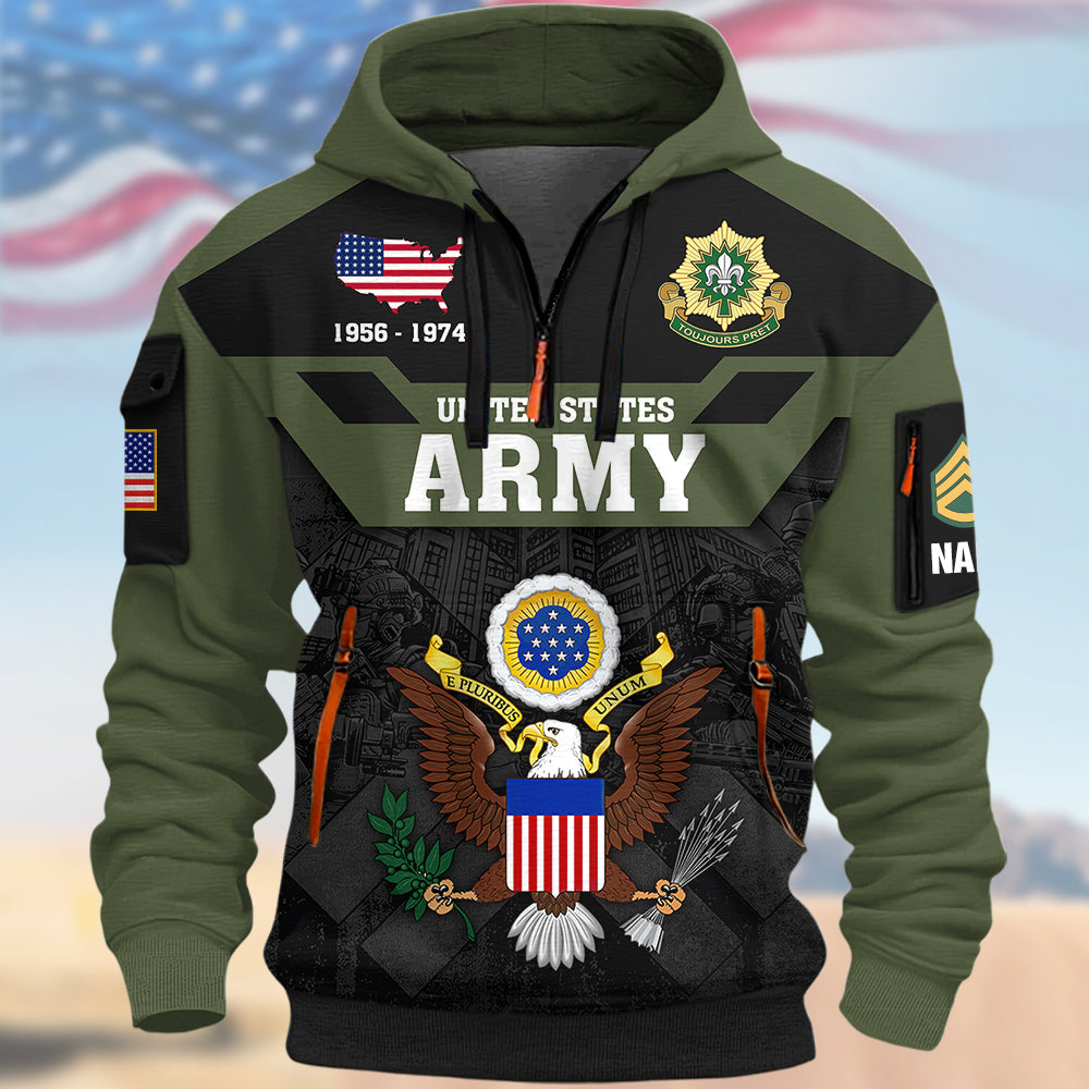 Premium US Veterans  Hoodie Half Zipper , Gifts For US Veterans, Gifts On Father's Day, Veterans Day K1702 Trhn