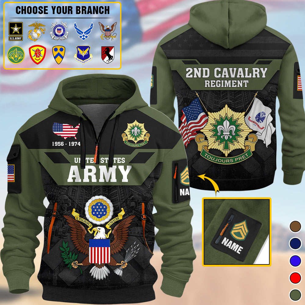Premium US Veterans  Hoodie Half Zipper , Gifts For US Veterans, Gifts On Father's Day, Veterans Day K1702 Trhn