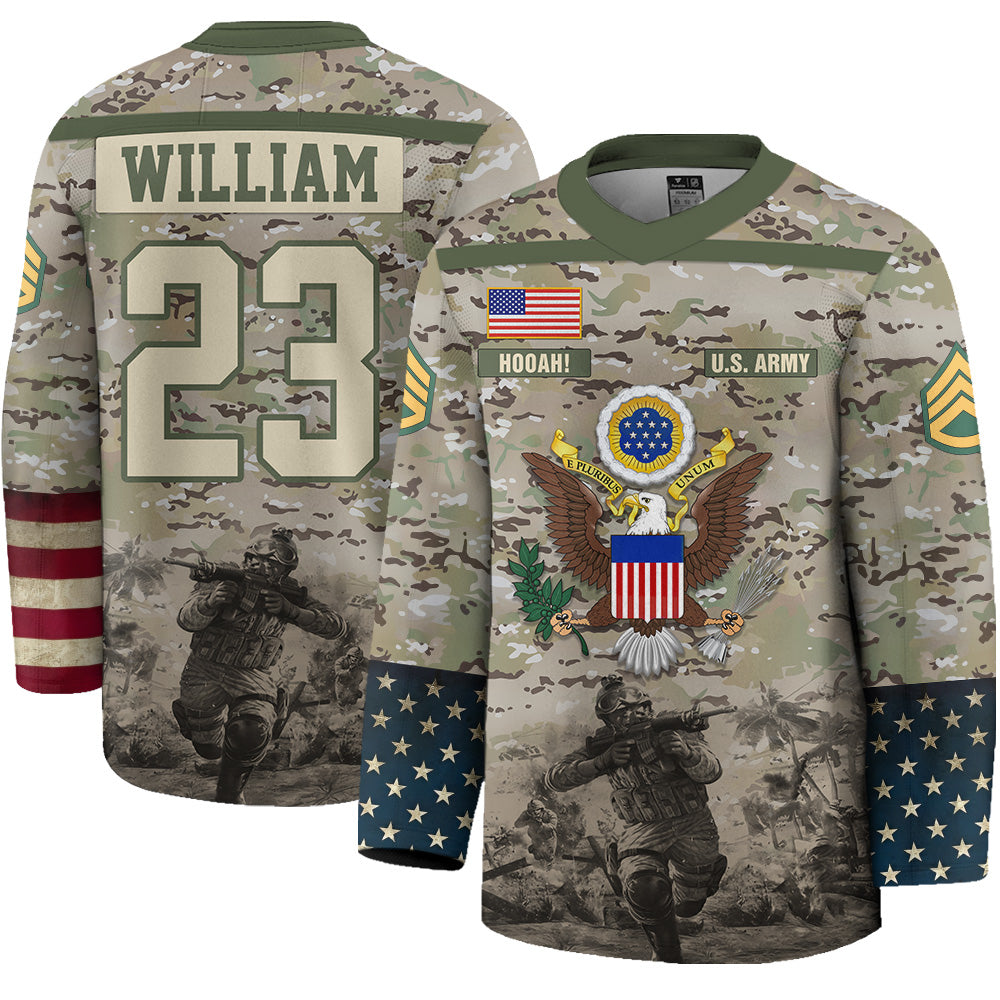 Custom Hockey Jersey Military Camouflage Custom All Branches Gift For Veteran Grandpa Dad K1702 Trhn