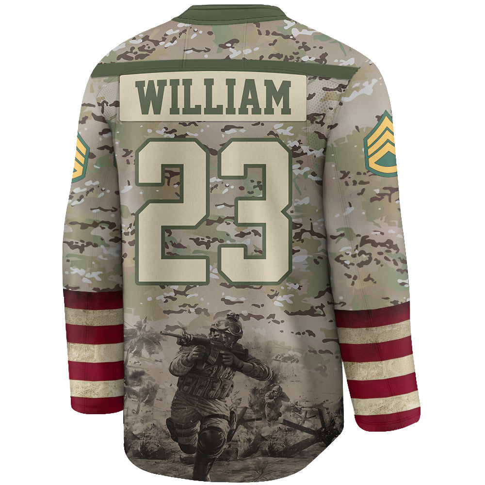 Custom Hockey Jersey Military Camouflage Custom All Branches Gift For Veteran Grandpa Dad K1702 Trhn