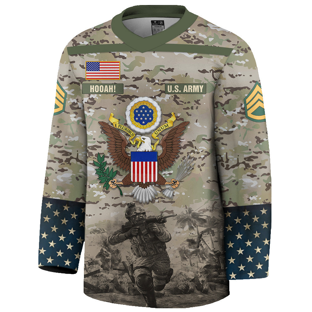 Custom Hockey Jersey Military Camouflage Custom All Branches Gift For Veteran Grandpa Dad K1702 Trhn