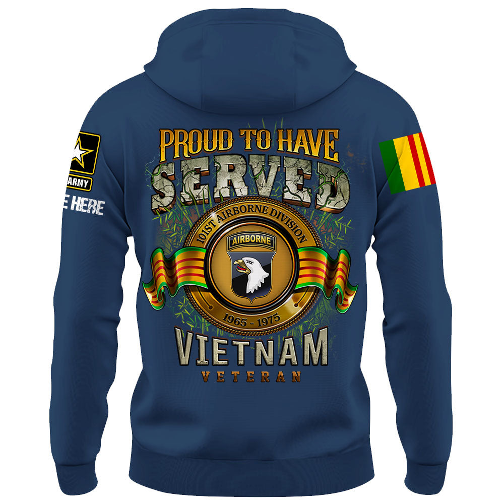 Proud To Have Served Vietnam Veteran Personalized Shirt Custom Division Gift For Vietnam Veteran Day K1702