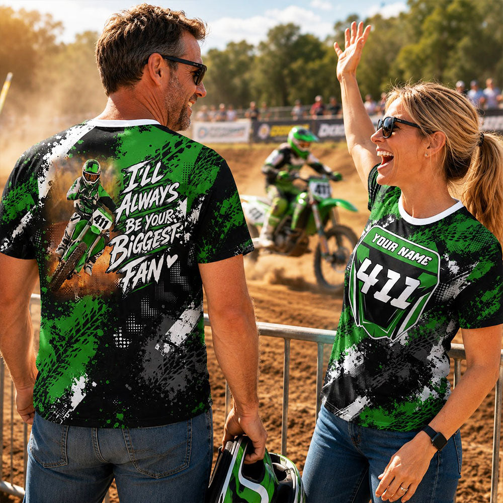 I'll Always Be Your Biggest Fan - Custom Photo Motocross Racer Shirt - Gift For Motocross Mom Dad Family A2110 Pt99