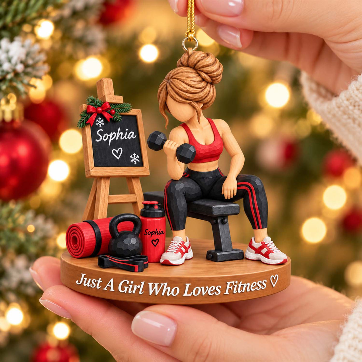 Personalized Fitness Gym Girl Ornament Pt99
