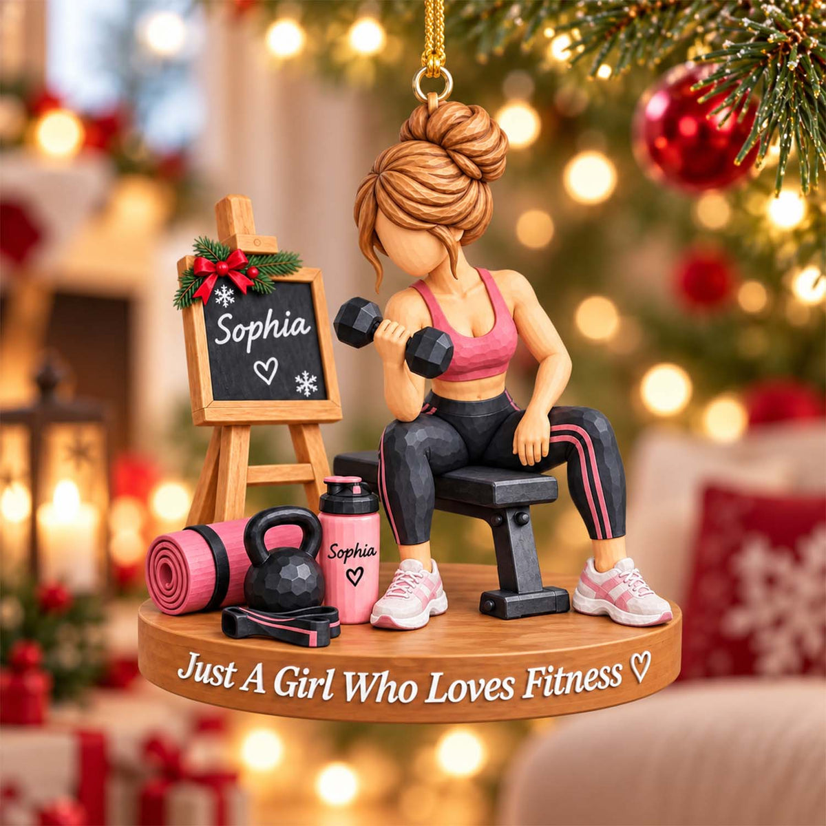 Personalized Fitness Gym Girl Ornament Pt99