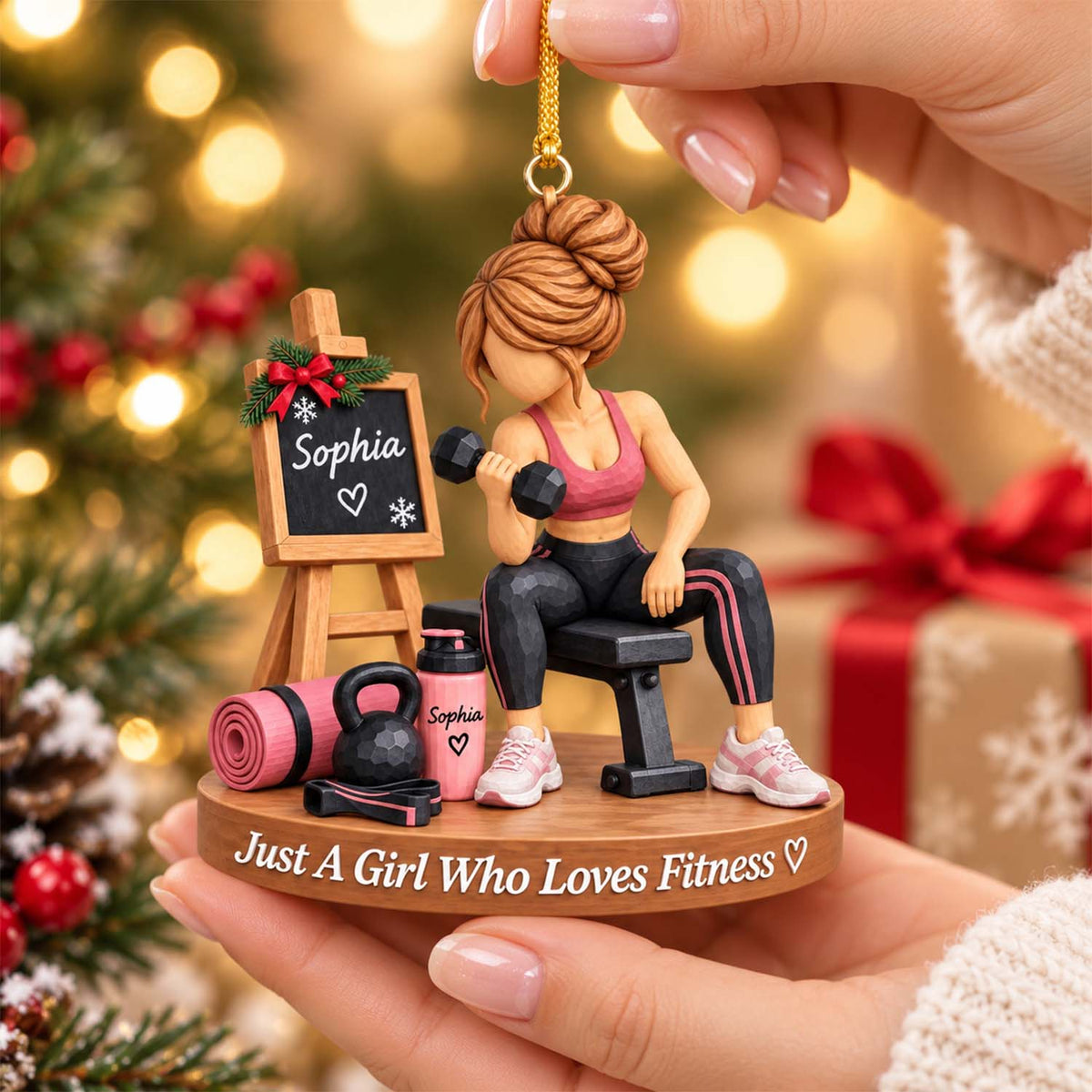 Personalized Fitness Gym Girl Ornament Pt99