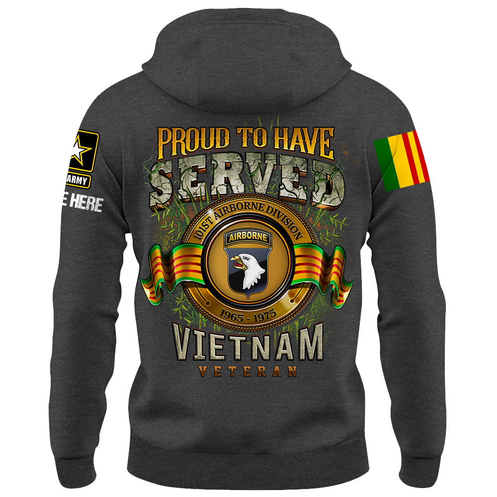 Proud To Have Served Vietnam Veteran Personalized Shirt Custom Division Gift For Vietnam Veteran Day K1702