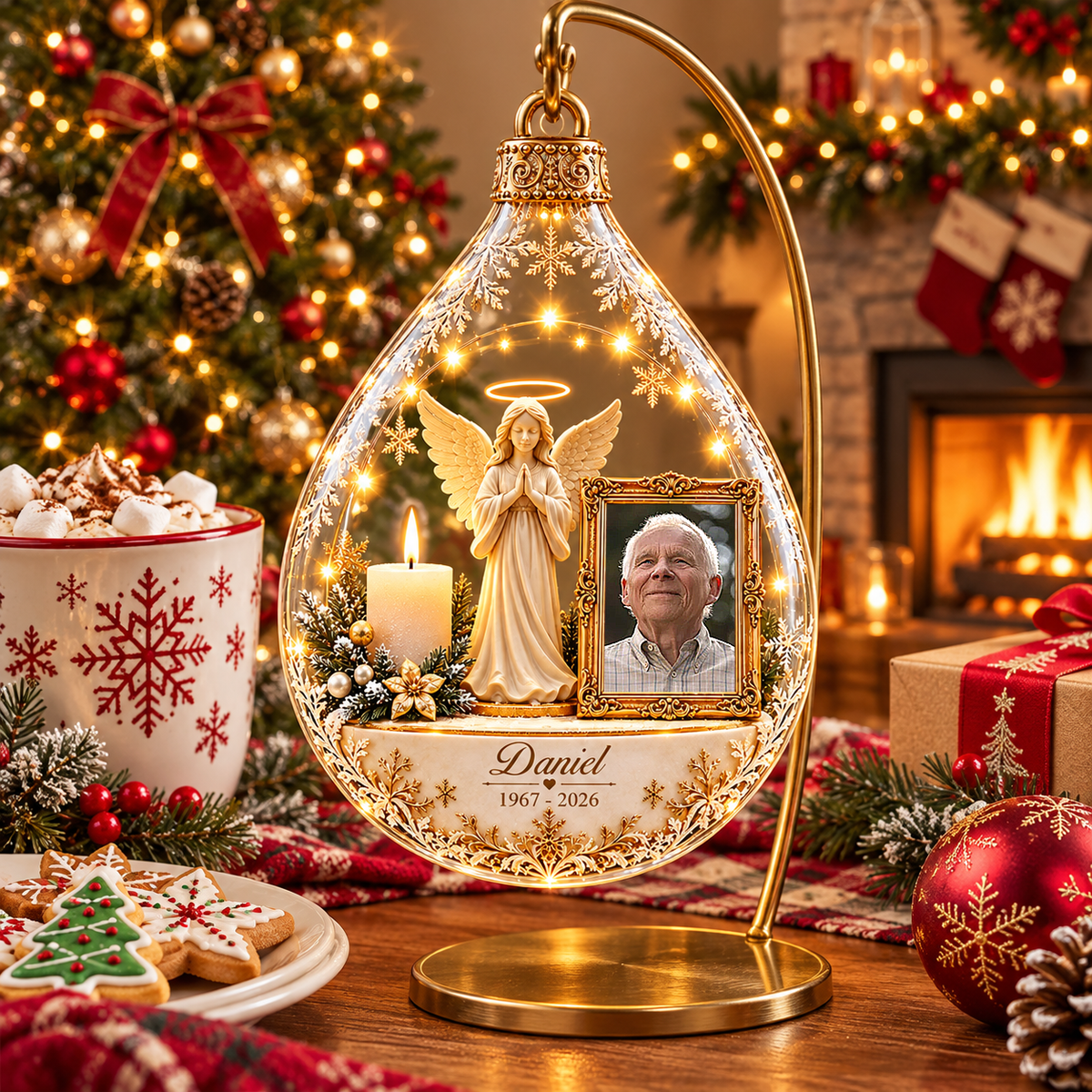 Personalized Memorial Angel Ornament, Custom Photo In Loving Memory Keepsake VH01