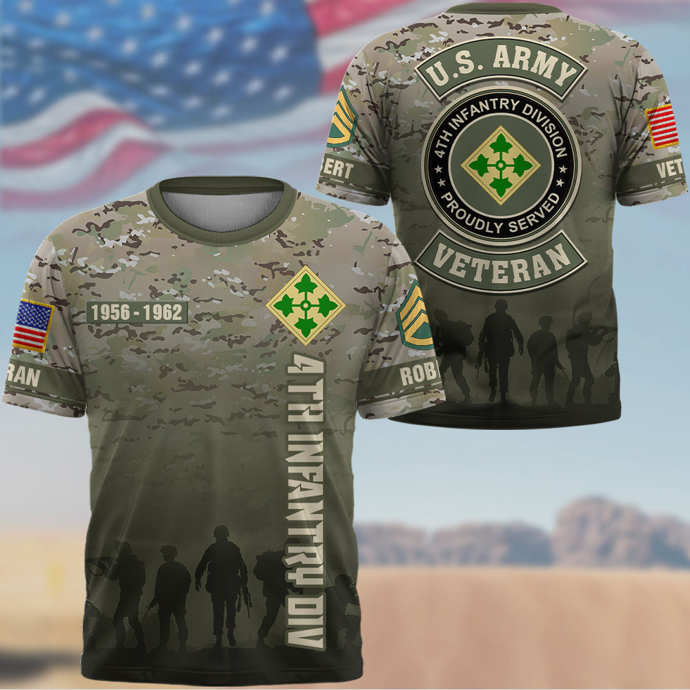Custom All Over Print Shirt US Military Veteran Pattern Camouflage Custom Branch Logo Division Personalized Gift For Veterans K1702 Trhn