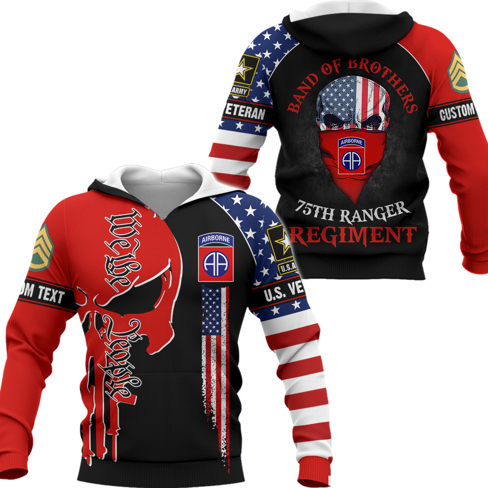 Personalized All Over Print Shirt Skull Band Of Brothers US Veteran Custom All Military Branches Gift For Veterans K1702