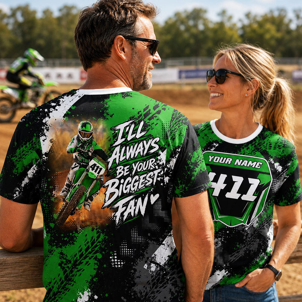 I'll Always Be Your Biggest Fan - Custom Photo Motocross Racer Shirt - Gift For Motocross Mom Dad Family A2110 Pt99