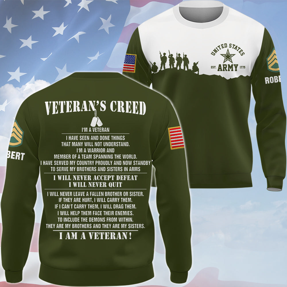 Personalized Shirt Personalized All Over Print Shirt Veteran's Creed I'm A Veteran I Have Seen And Done Things Custom Gift For Veteran's Day K1702 Trhn