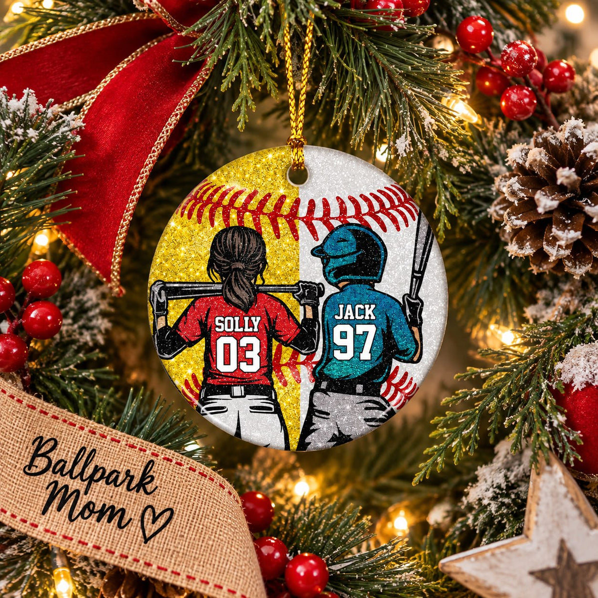 Personalized Baseball Softball Christmas Ornament, Custom Player Gift, Baseball Softball Lovers Gift T1807 T24