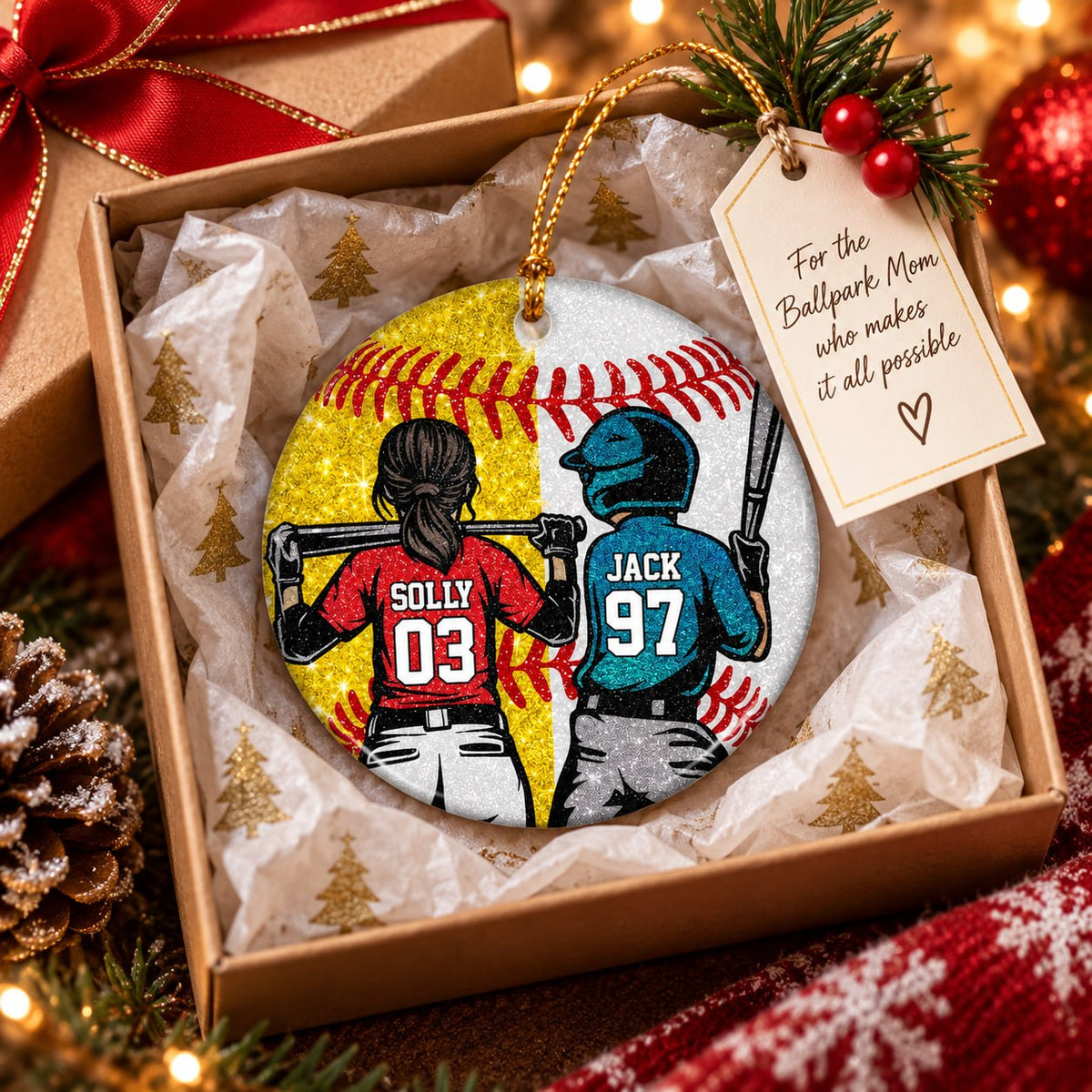 Personalized Baseball Softball Christmas Ornament, Custom Player Gift, Baseball Softball Lovers Gift T1807 T24